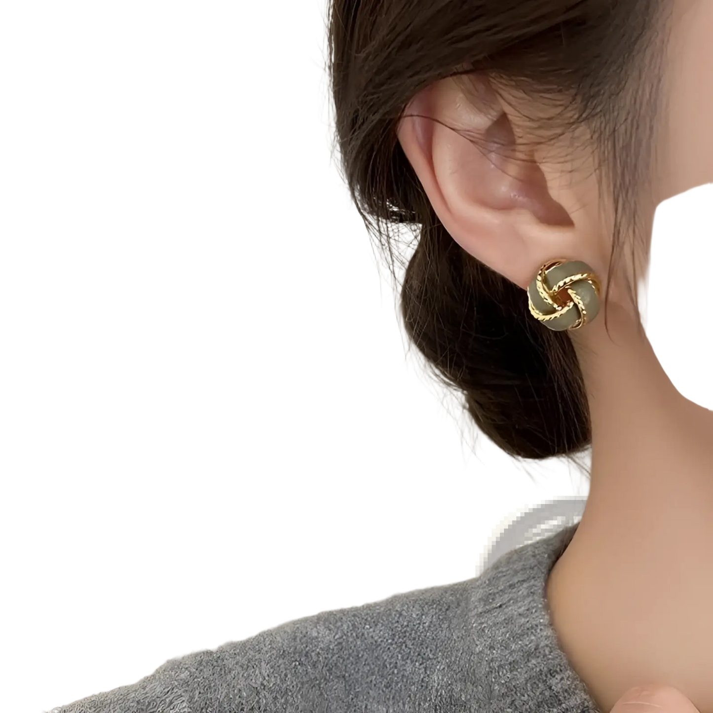 Retro Enamel Knot Stud Earrings with Glossy Finish