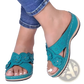 Retro Floral Leather Wedge Sandals and Slides