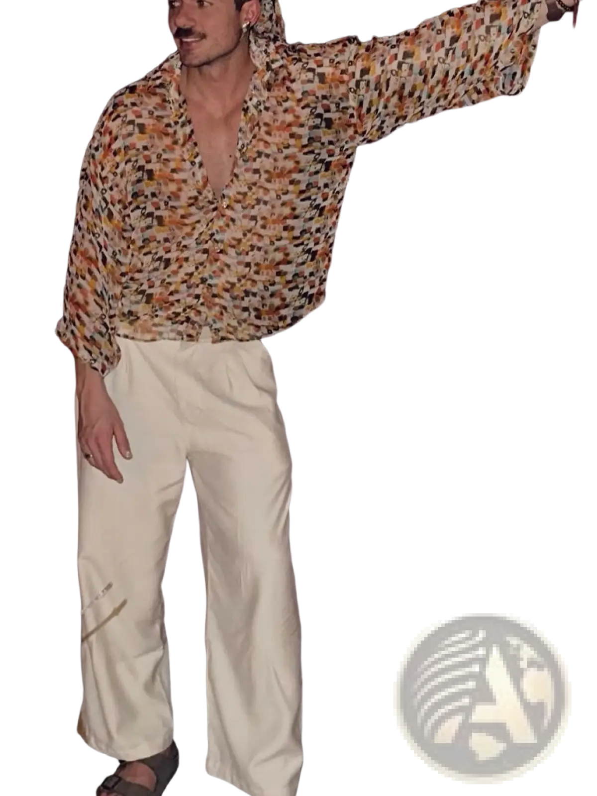 Retro Geometric Sheer Oversized Vacation Shirt