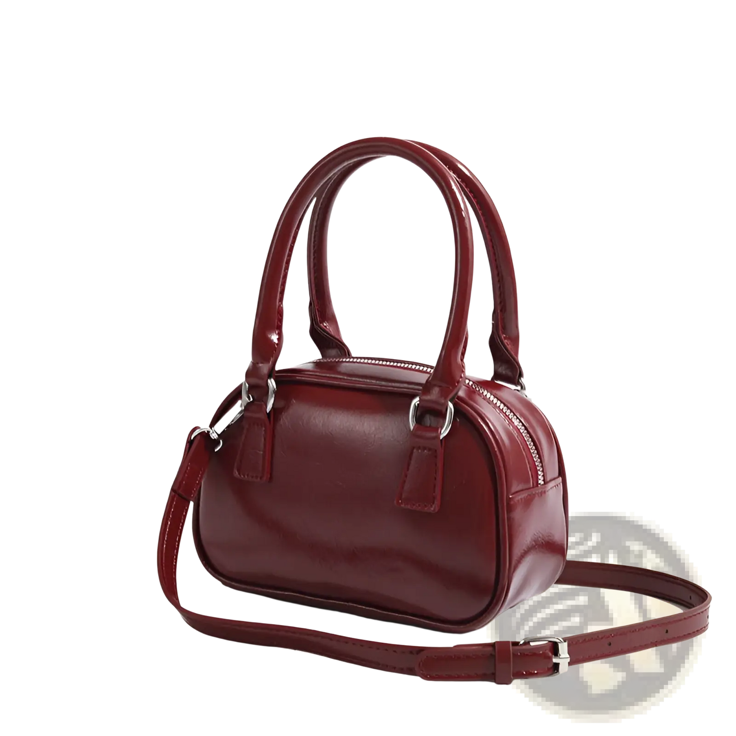 Retro Glossy Pu Leather Small Square Handbag 20cm