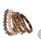 Retro Gold and Pink Rhinestone Bangle Bracelet Set