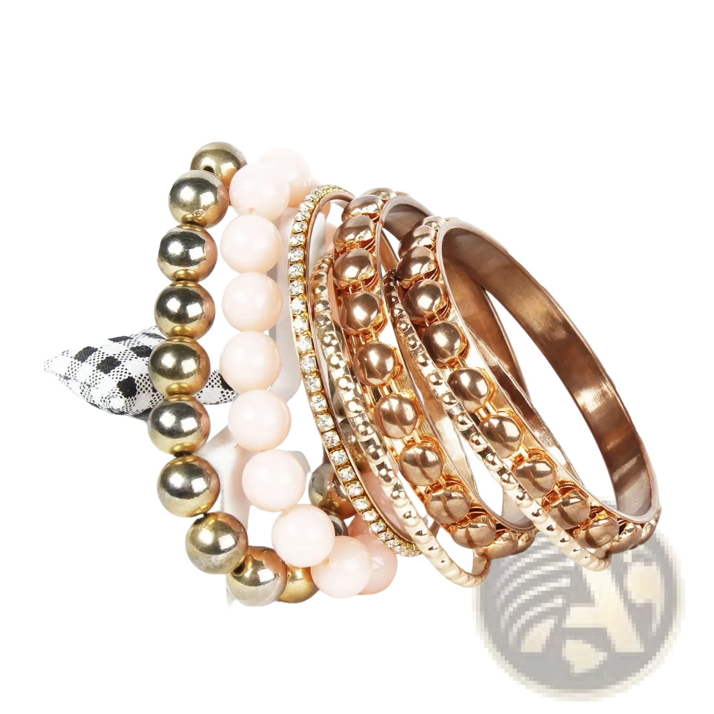 Retro Gold and Pink Rhinestone Bangle Bracelet Set