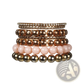 Retro Gold and Pink Rhinestone Bangle Bracelet Set
