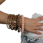 Retro Gold and Pink Rhinestone Bangle Bracelet Set