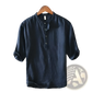 Retro Japanese Style Loose Linen Mandarin Collar Shirt