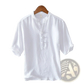 Retro Japanese Style Loose Linen Mandarin Collar Shirt