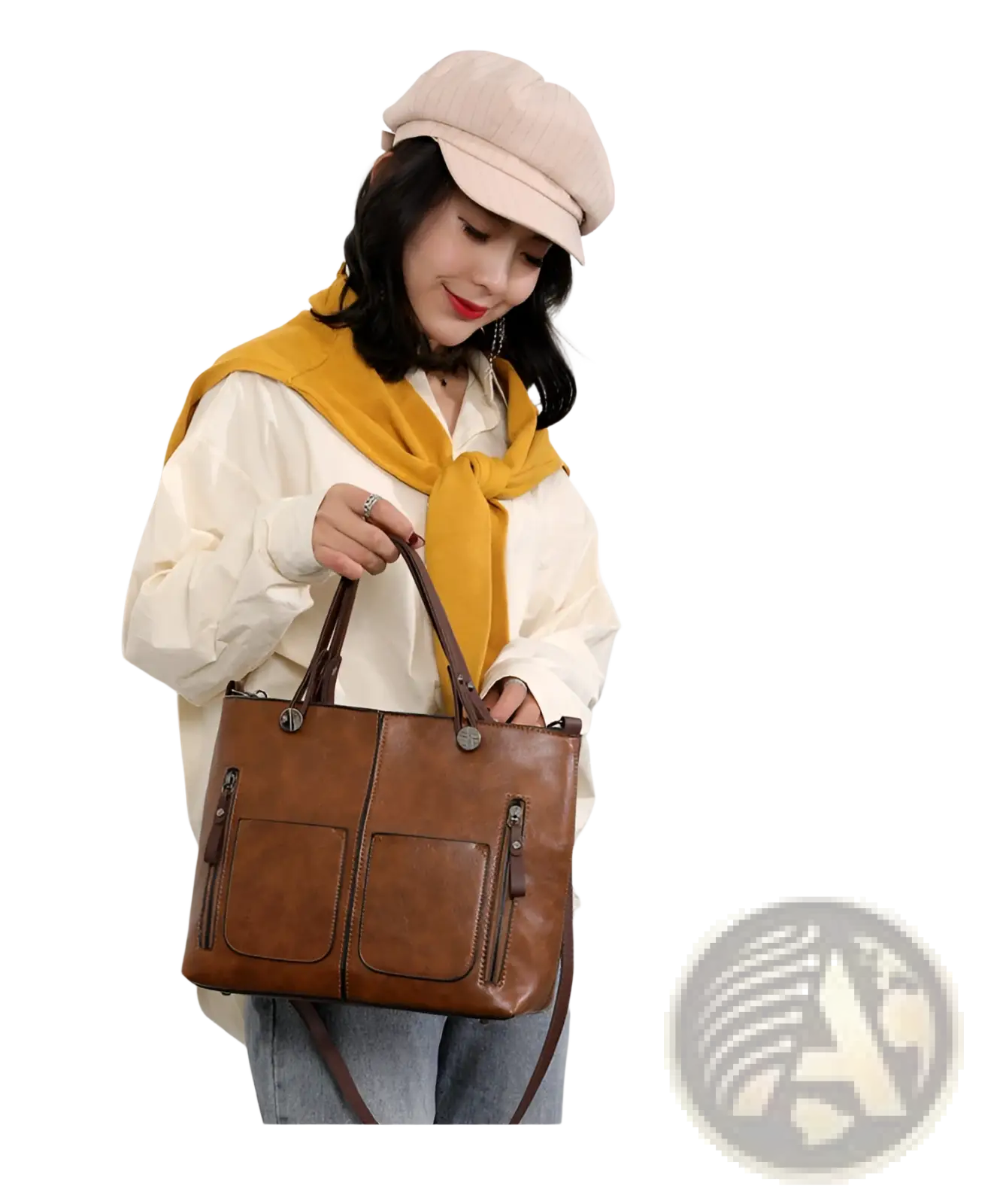 Retro Large Capacity Leather Tote Crossbody Bag