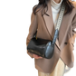 Retro Leather Crossbody Bag with Patterned Strap