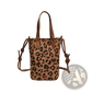 Retro Leopard Print Suede Mini Bucket Crossbody Bag