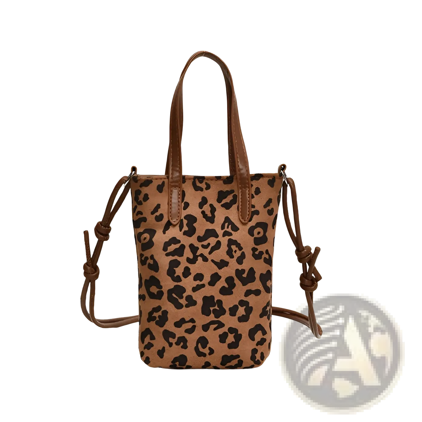 Retro Leopard Print Suede Mini Bucket Crossbody Bag