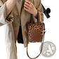 Retro Leopard Print Suede Mini Bucket Crossbody Bag