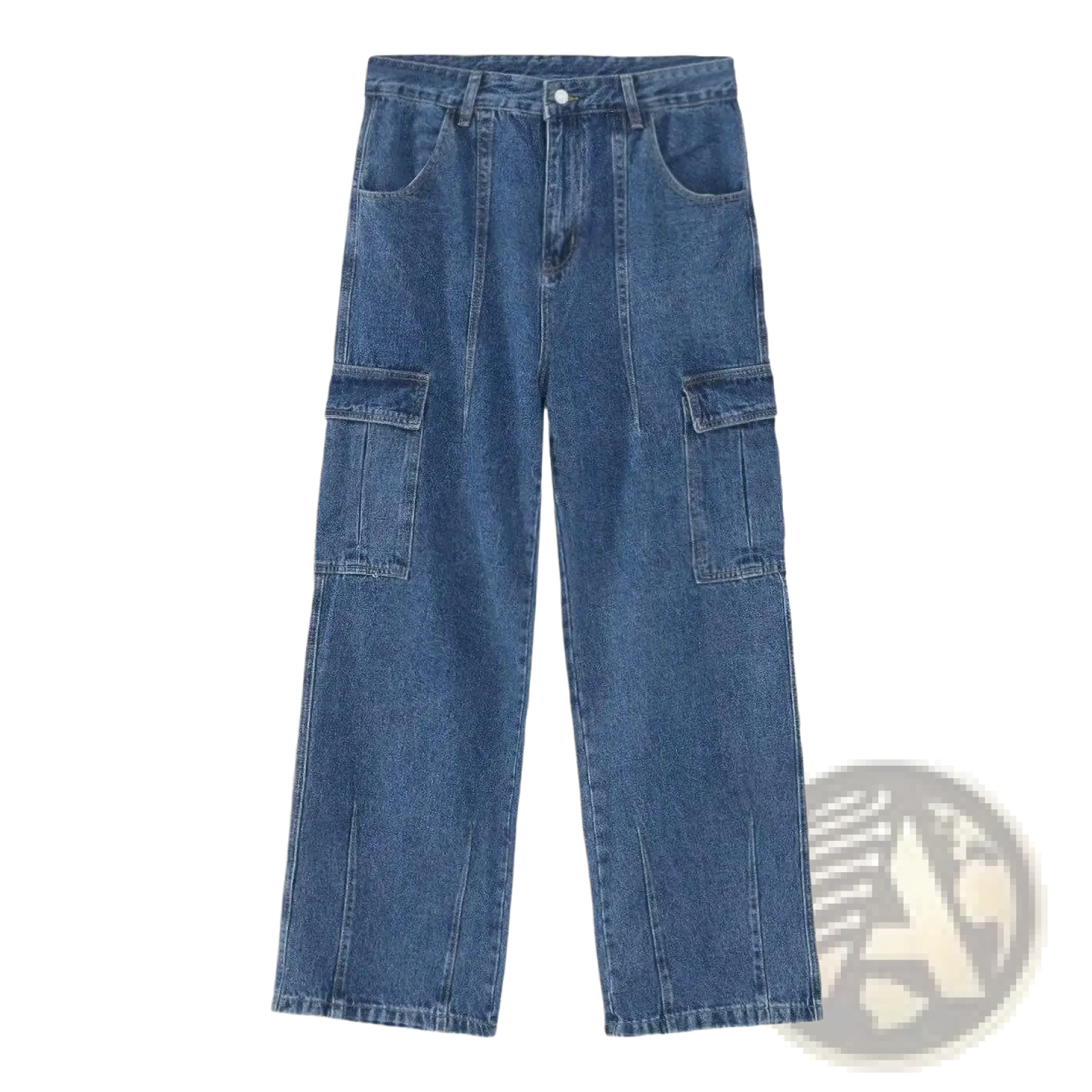 Retro Loose Fit Wide Leg Denim Cargo Pants
