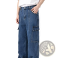Retro Loose Fit Wide Leg Denim Cargo Pants