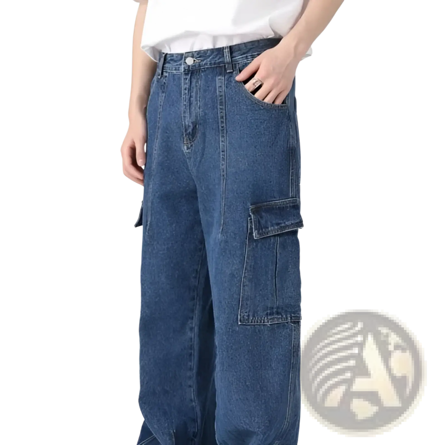 Retro Loose Fit Wide Leg Denim Cargo Pants