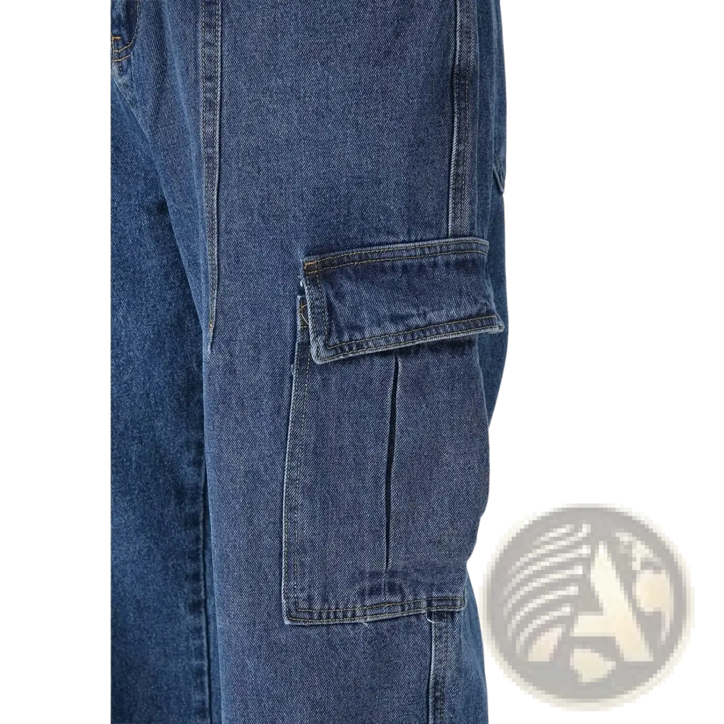 Retro Loose Fit Wide Leg Denim Cargo Pants