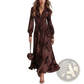 Retro Paisley Print Long Sleeve Maxi Dress