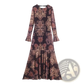 Retro Paisley Print Long Sleeve Maxi Dress