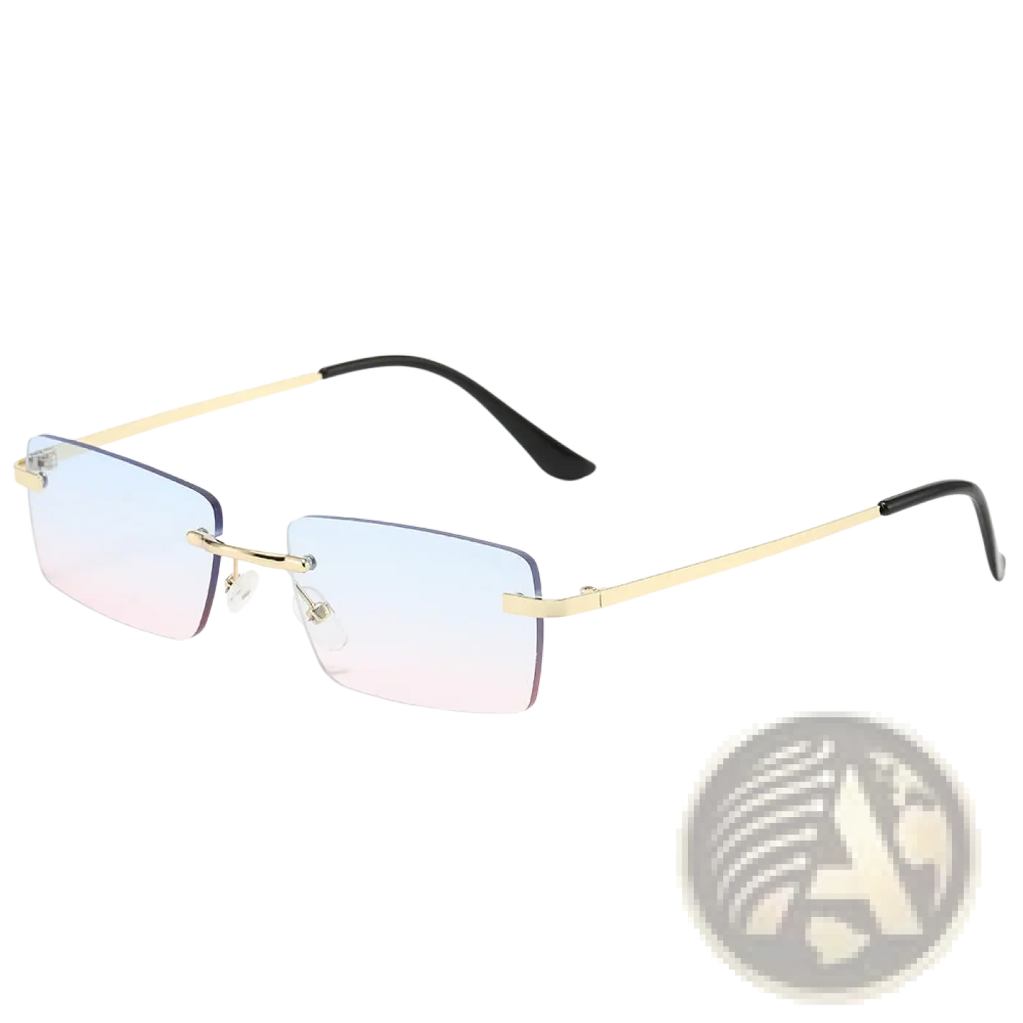 Retro Rimless Square Gold Trim Sunglasses 6 Pack