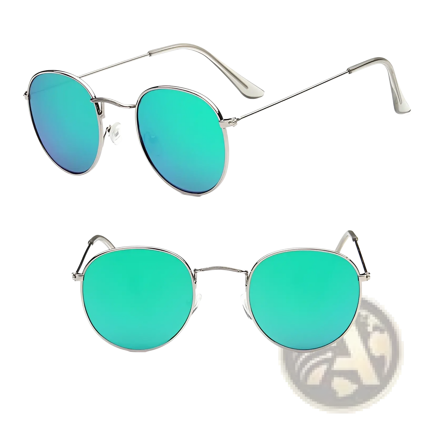 Retro Round Gold Metal Mirrored Sunglasses