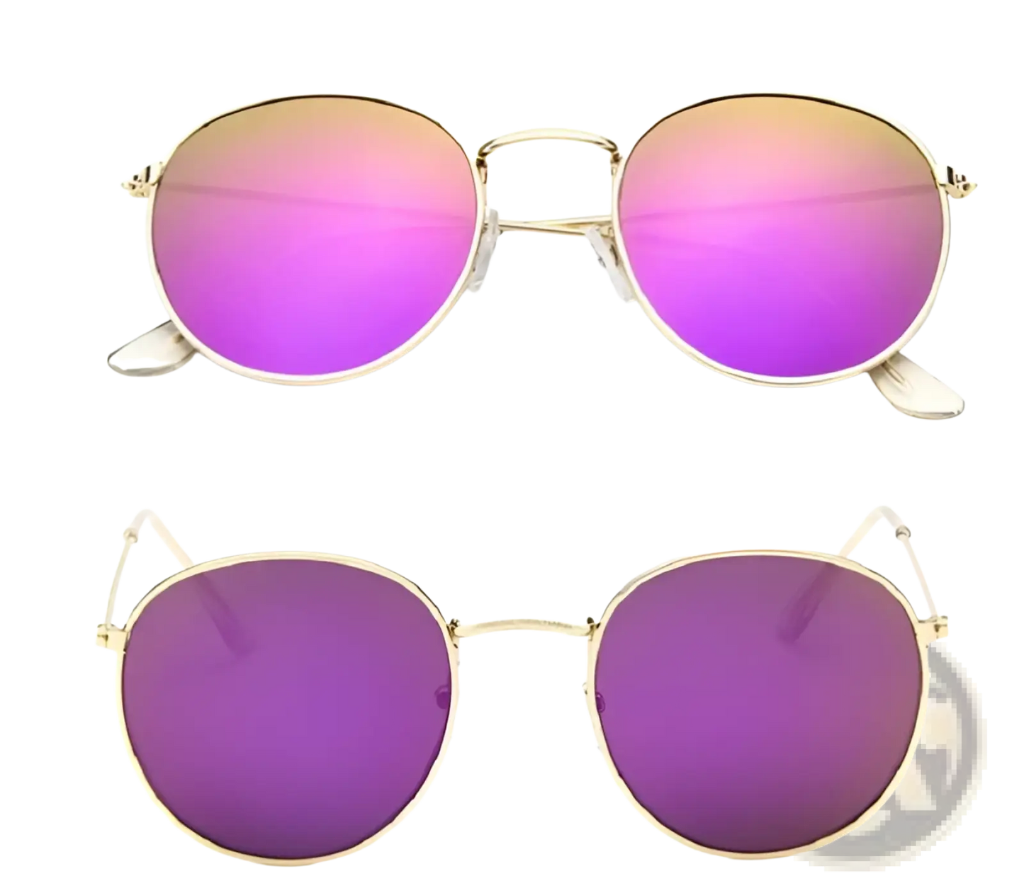 Retro Round Gold Metal Mirrored Sunglasses