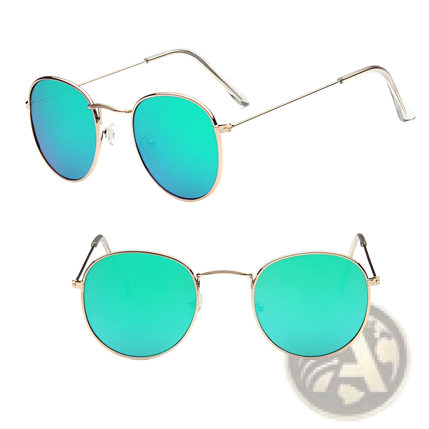 Retro Round Gold Metal Mirrored Sunglasses