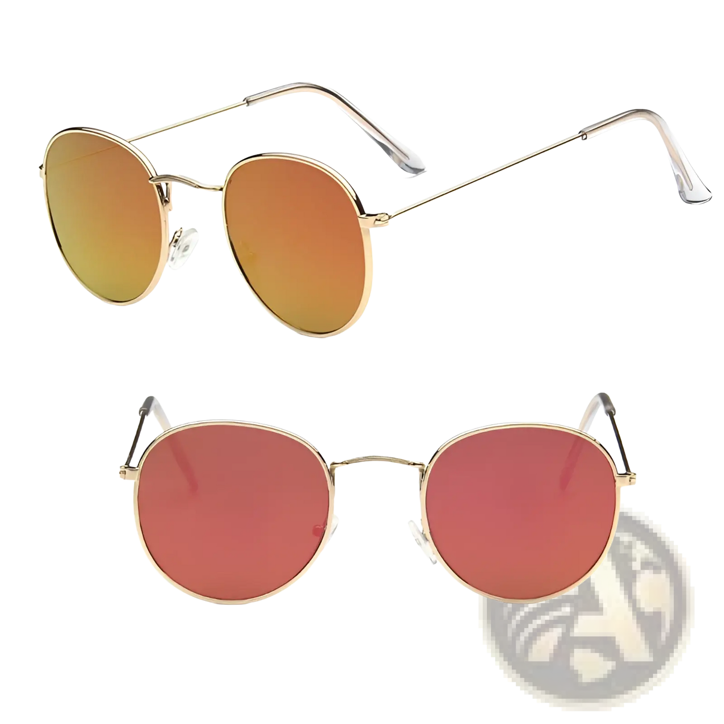 Retro Round Gold Metal Mirrored Sunglasses