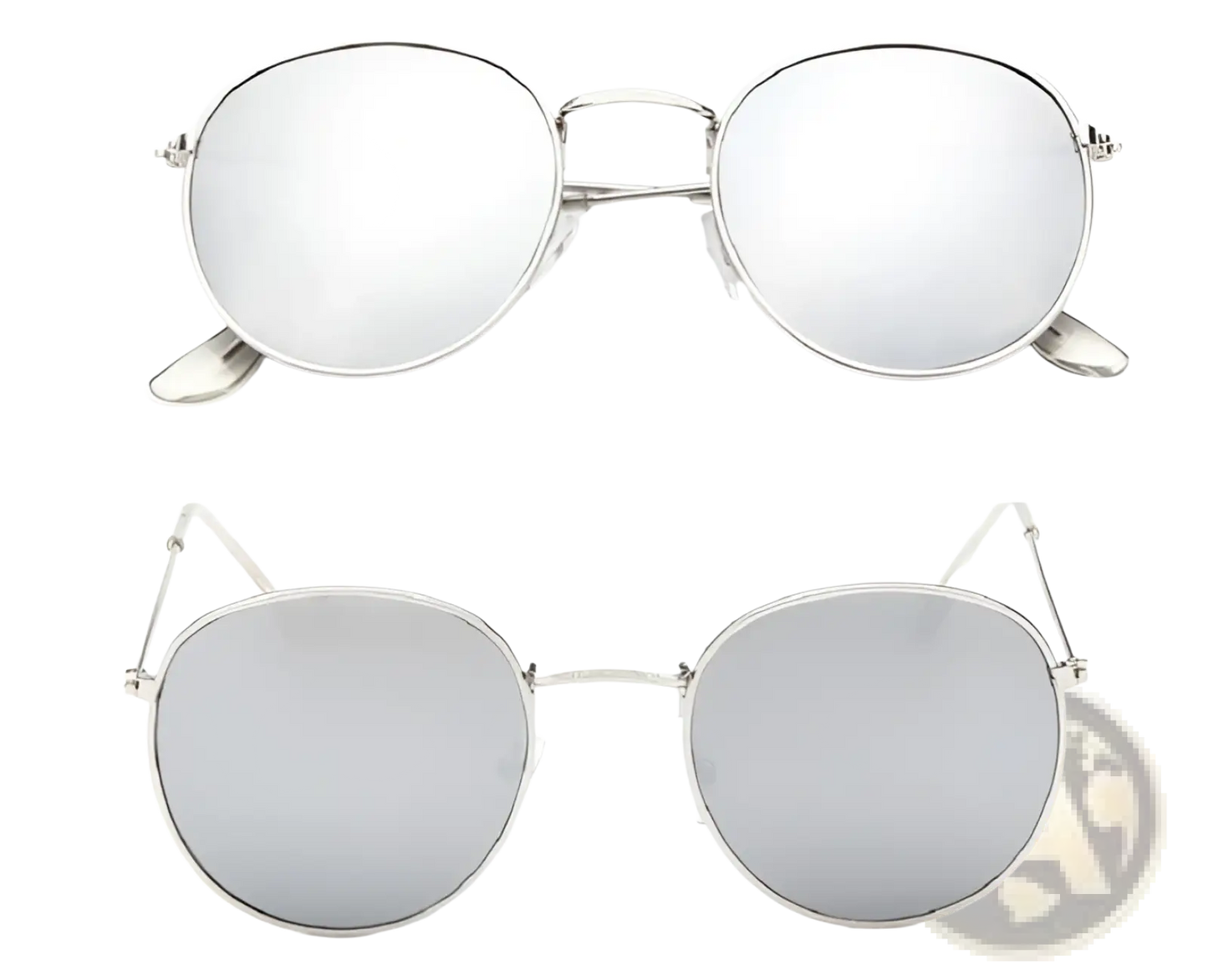 Retro Round Gold Metal Mirrored Sunglasses