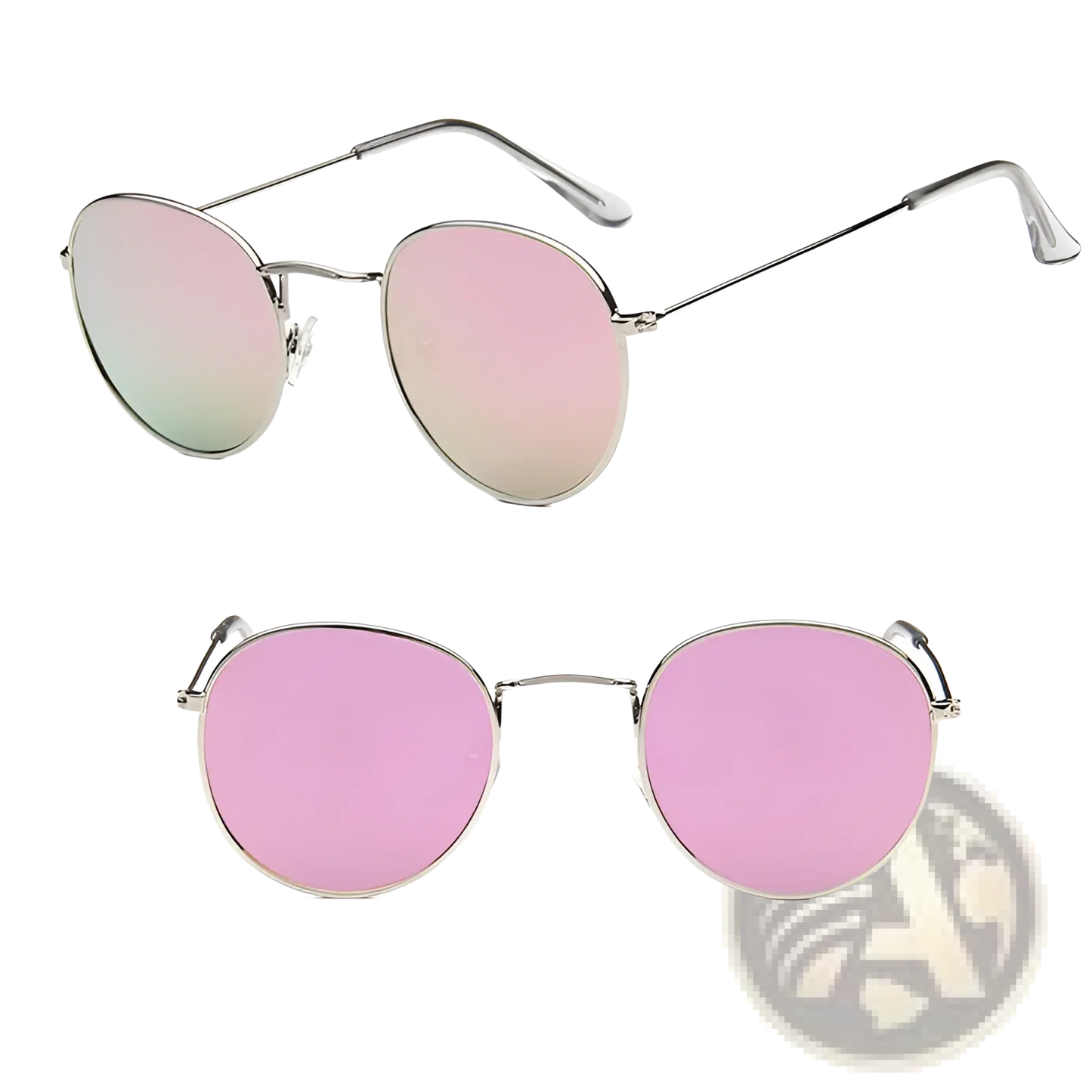 Retro Round Gold Metal Mirrored Sunglasses