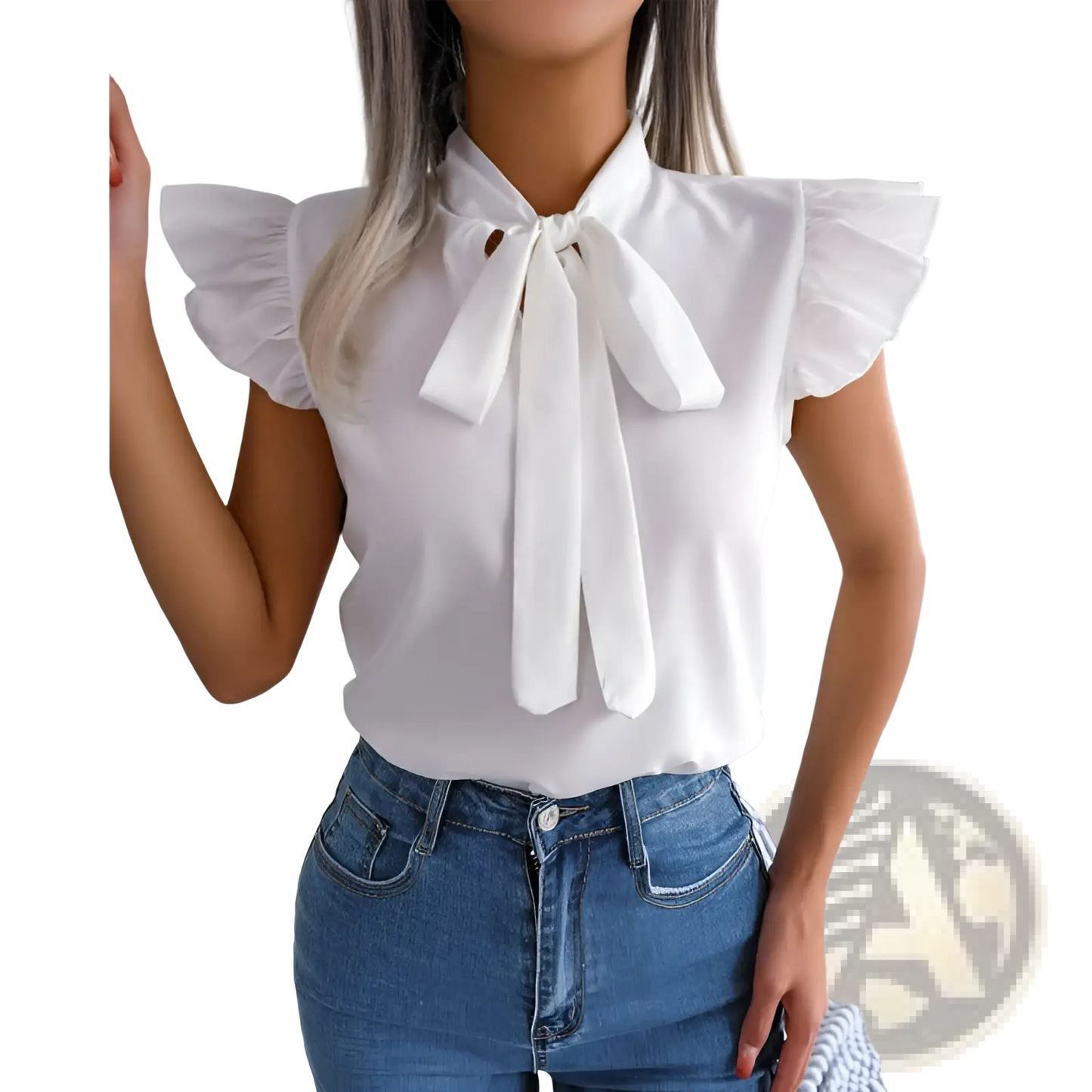 Retro Ruffled Bowknot Short Sleeve Blouse
