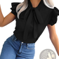 Retro Ruffled Bowknot Short Sleeve Blouse