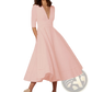 Retro v Neck 60s Swing Midi Dress with Pockets