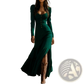 Retro Western Buttoned Front Maxi Dress with High Slit