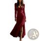 Retro Western Buttoned Front Maxi Dress with High Slit