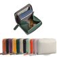 Rfid Leather Card Wallet with Zipper Coin Pocket Sage Green