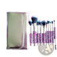 Rhinestone Makeup Brush Set with Bag 10 Piece Pink