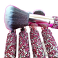 Rhinestone Makeup Brush Set with Bag 10 Piece Pink