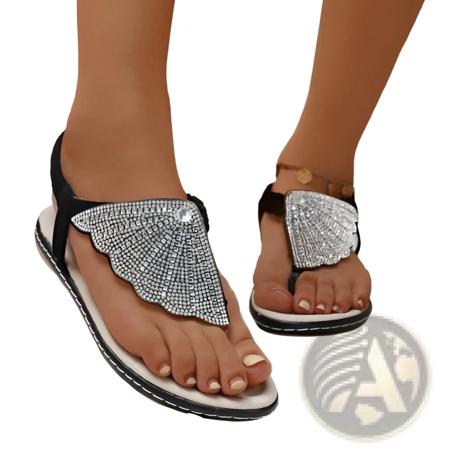 Rhinestone Shell Flip Flops Women Summer Beach Sandals