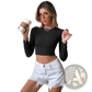 Ribbed Backless Slim Fit Long Sleeve Crop Top