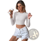 Ribbed Backless Slim Fit Long Sleeve Crop Top