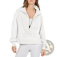 Ribbed Half Zip Pullover Sweatshirt with Gold Accents