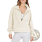 Ribbed Half Zip Pullover Sweatshirt with Gold Accents