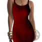 Ribbed Knit Square Neck Sleeveless Midi Dress