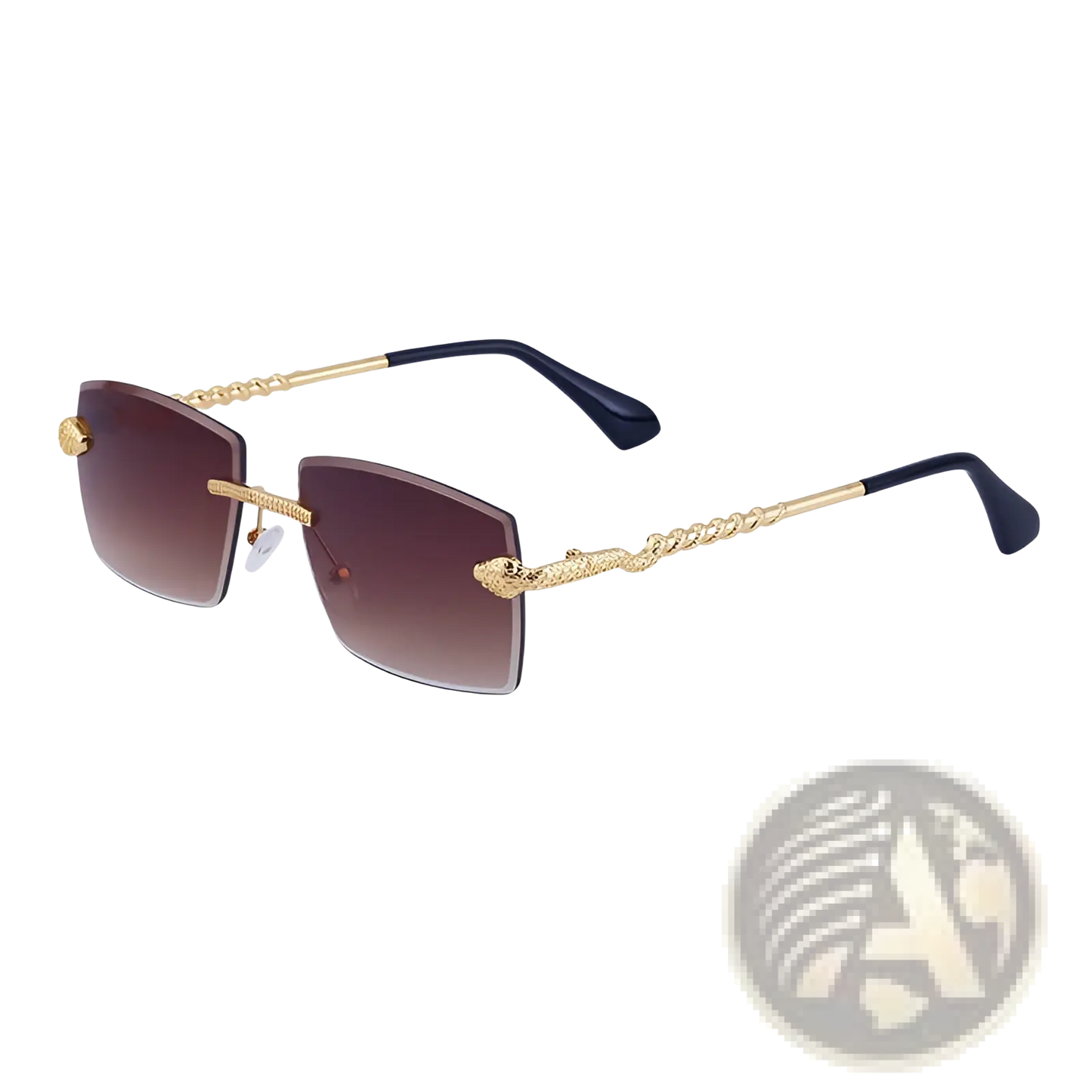 Rimless Sunglasses for Men Gold Snake Uv400