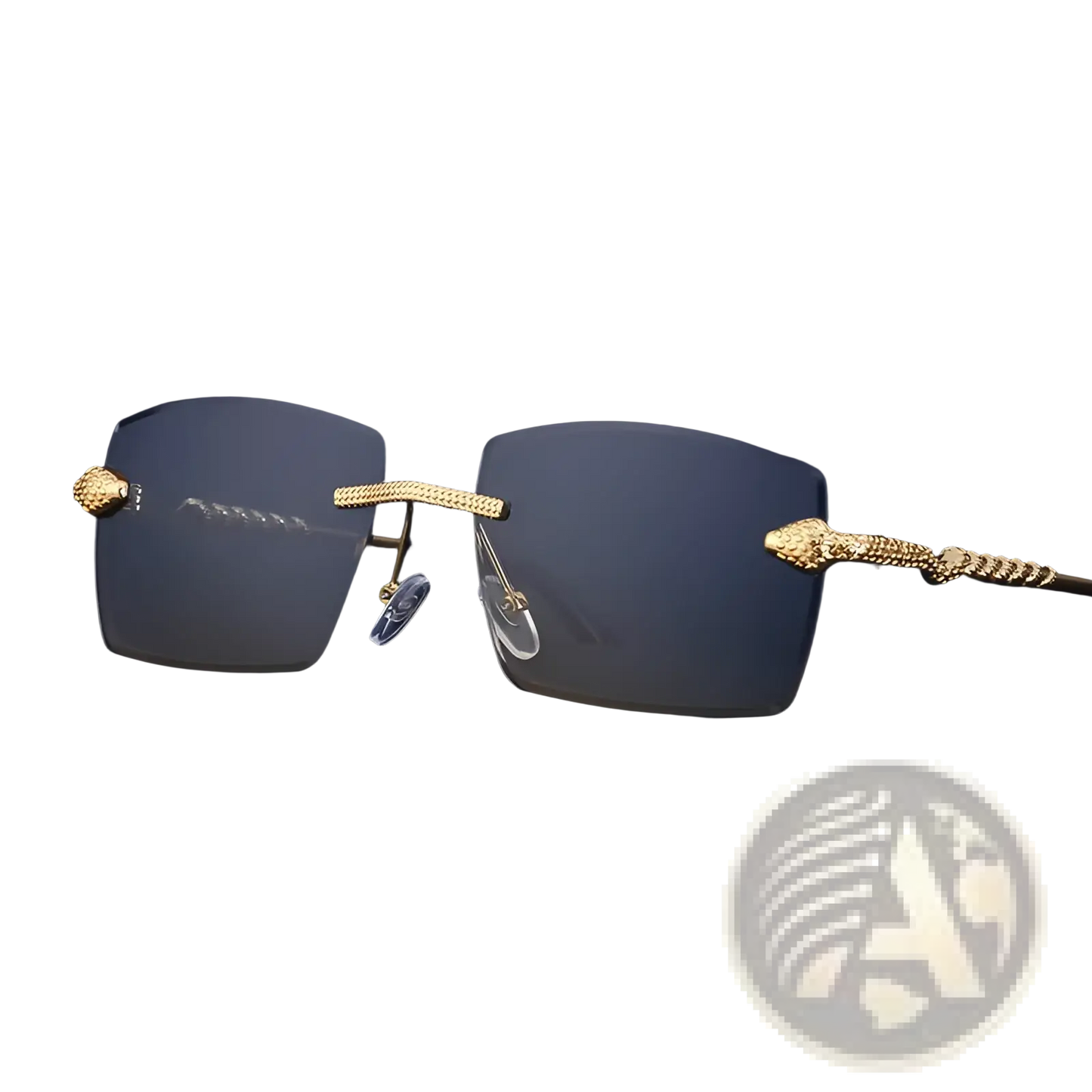Rimless Sunglasses for Men Gold Snake Uv400