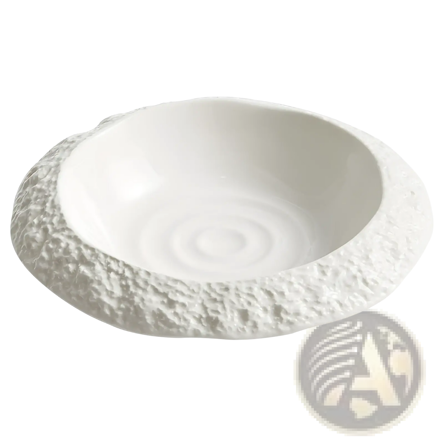 Rock Pattern Ceramic Deep Plate Modern White Bowl