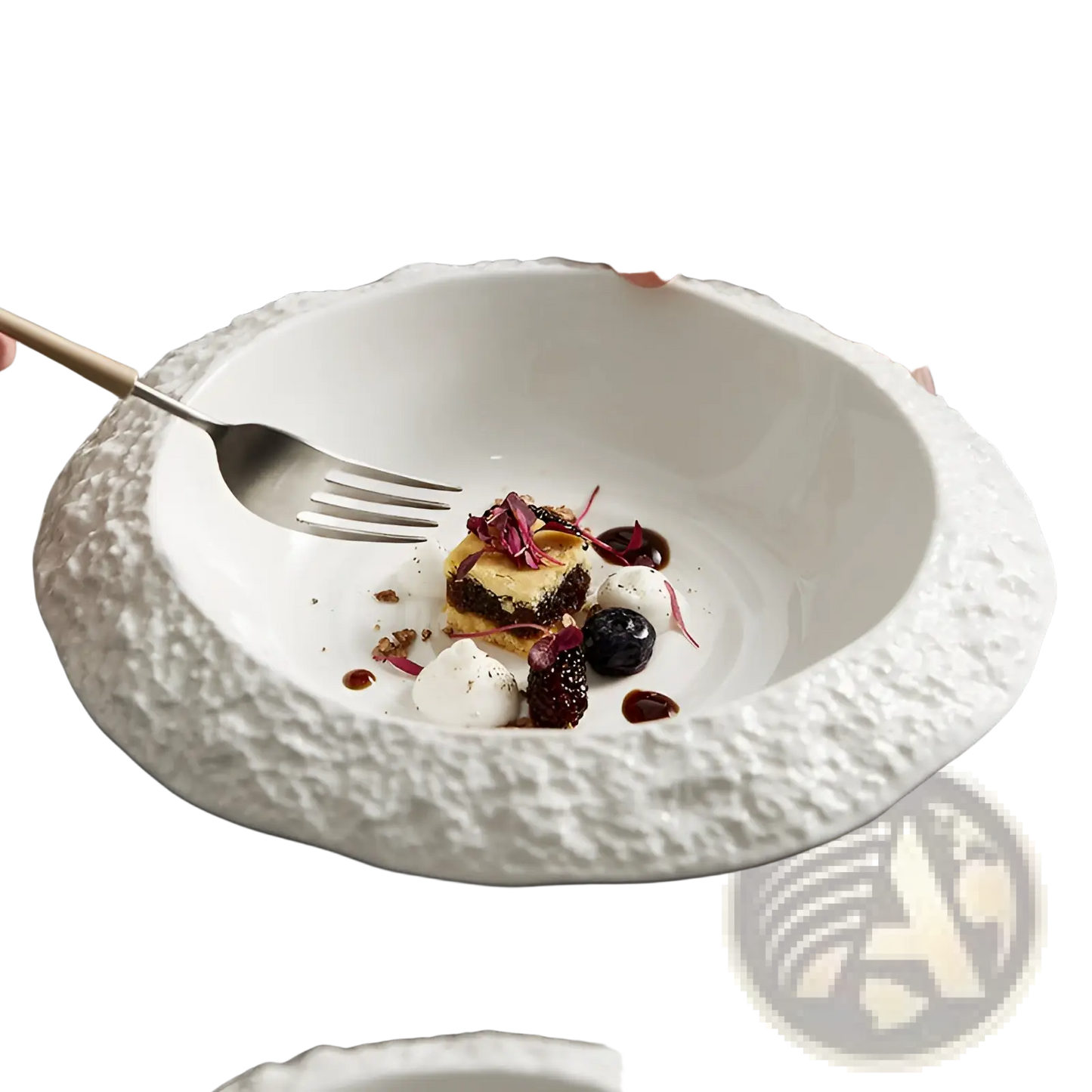 Rock Pattern Ceramic Deep Plate Modern White Bowl