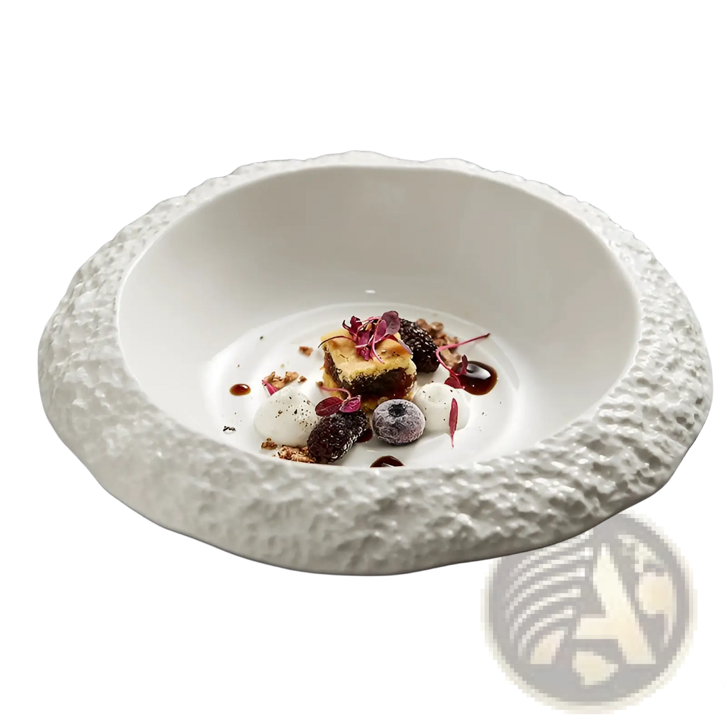 Rock Pattern Ceramic Deep Plate Modern White Bowl