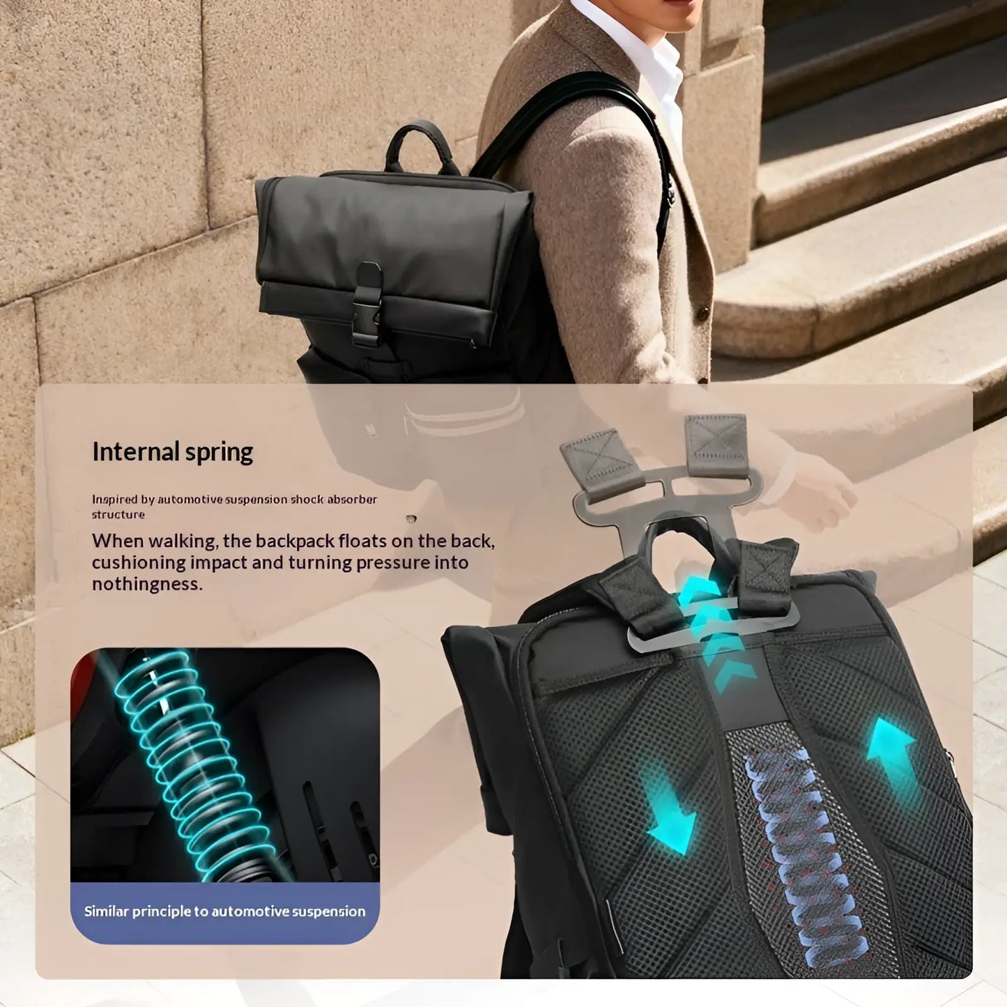 Roll Top Business Backpack Water Resistant 25l