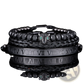 Roman Numeral Leopard Head Braided Leather Bracelet Set