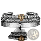 Roman Numeral Leopard Head Braided Leather Bracelet Set